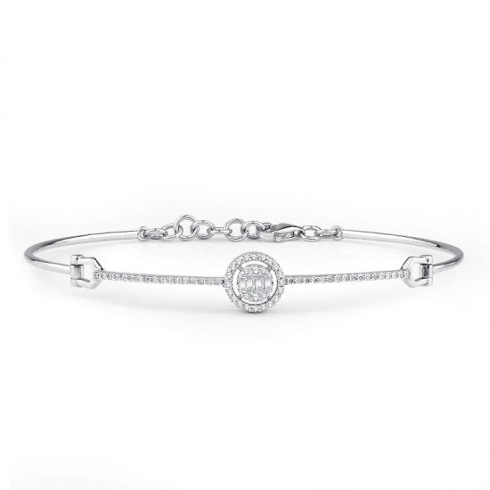 Гривна от бяло злато с диаманти 0.30 карата